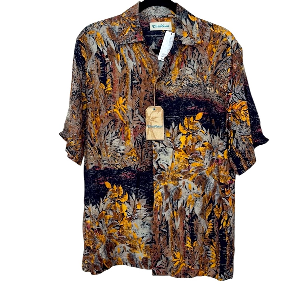 Carribean Roundtree and Yorke NWT tropical print button front, S